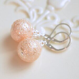Peach Christmas Earrings in Silver - Hand Made in Canada